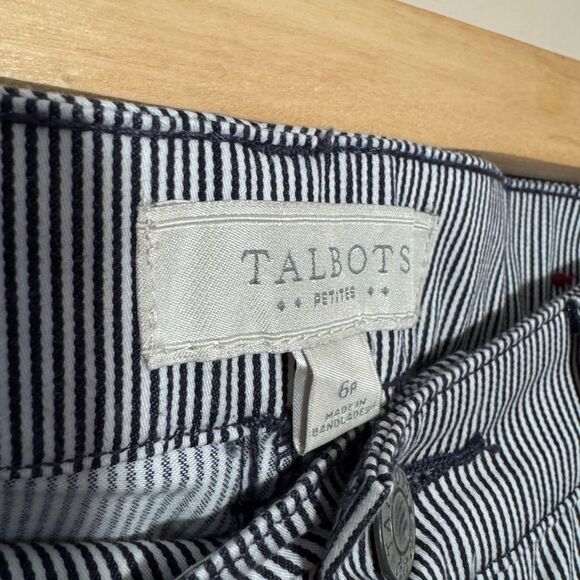 Navy Talbots Seersucker Striped Pants Size 6P EUC - Picture 6 of 6